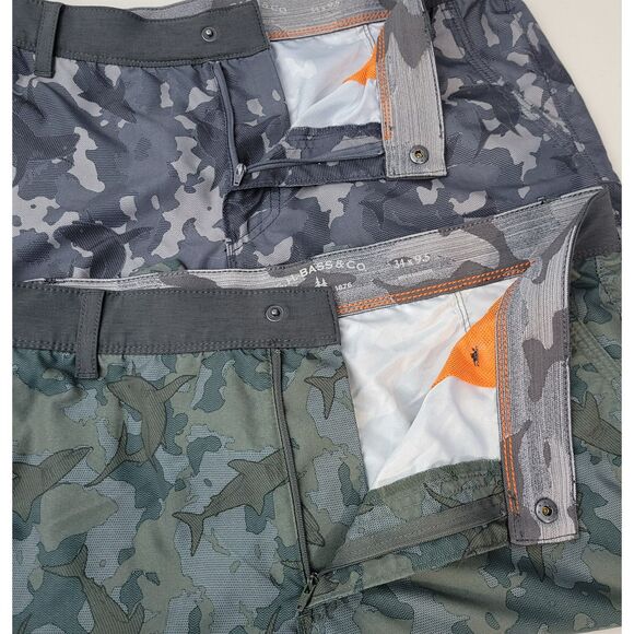 Lot of 2 G.H. Bass & Co. Men's 34 x 9.5 Hybrid Swim Shorts Shark Pattern Grey/GN - Picture 14 of 16